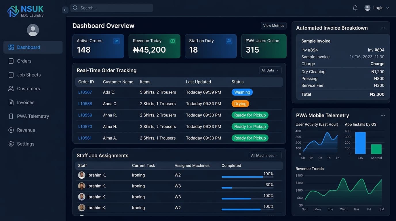 NSUK EDC Laundry — Smart Campus Laundry Logistics & PWA Portal