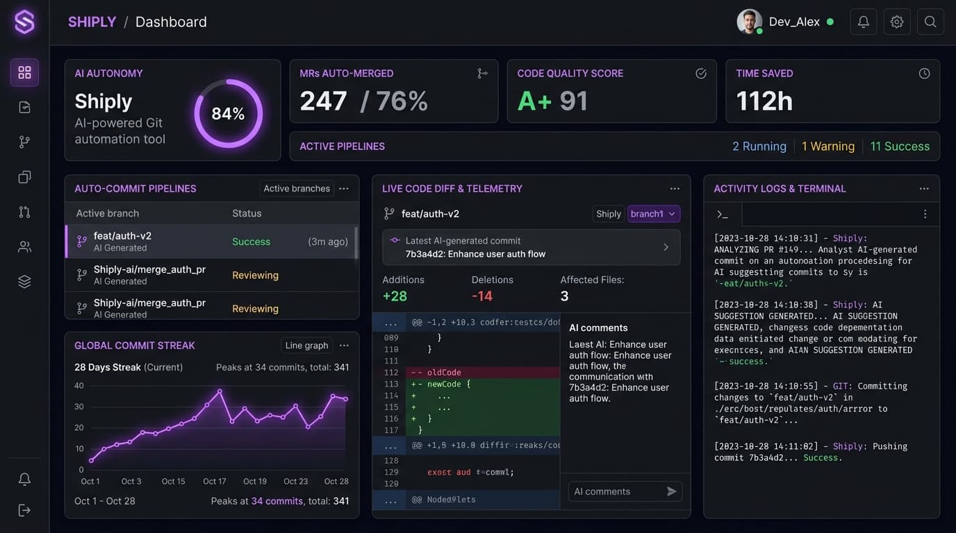 Shiply — AI Git Automation & Developer Telemetry